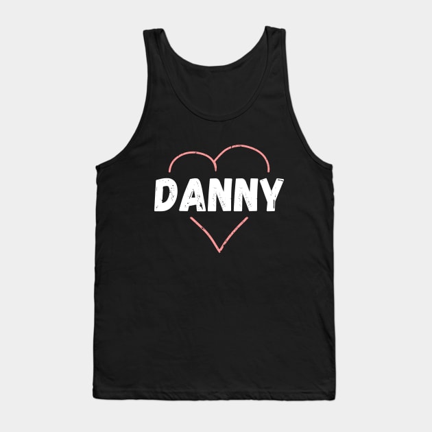 Danny Name Inside Vintage Heart, Danny for Valentines Day Tank Top by Liquids